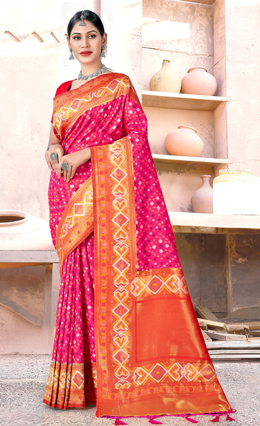 Fabulous Pink Color Silk Saree