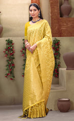 Sophisticated Yellow Color Cotton Saree