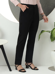 women smart loose fit high rise wrinkle free formal trousers
