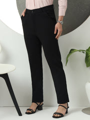 women smart loose fit high rise wrinkle free formal trousers