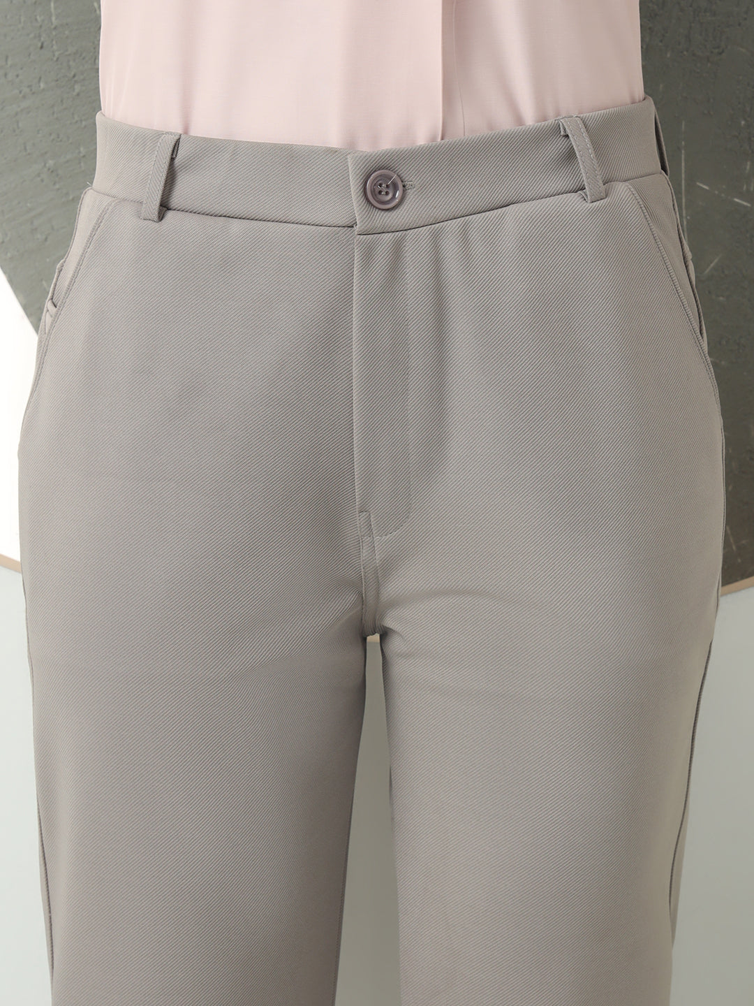 women smart loose fit high rise wrinkle free formal trousers