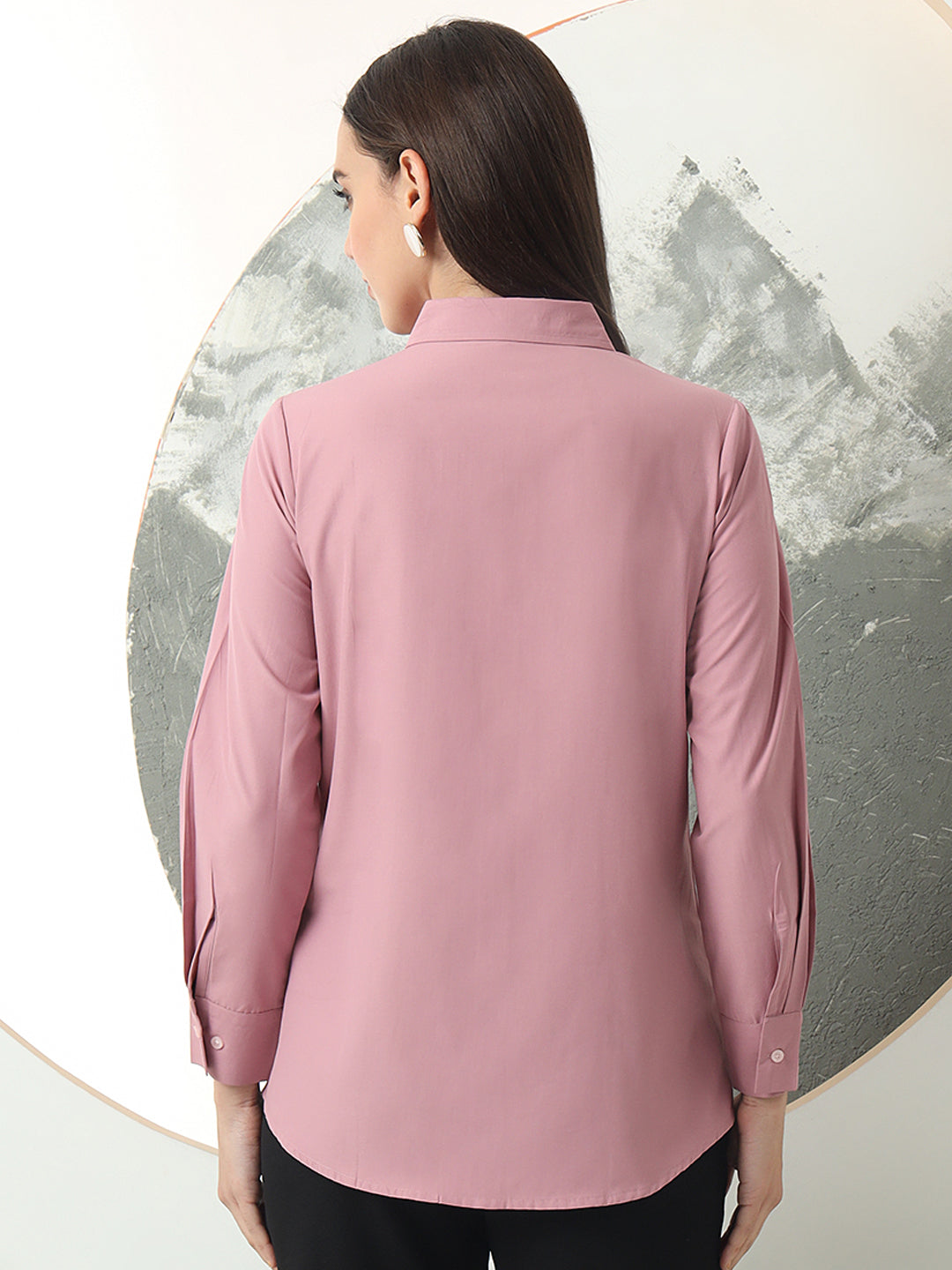 self designed women classic spread collar solid casual shirt