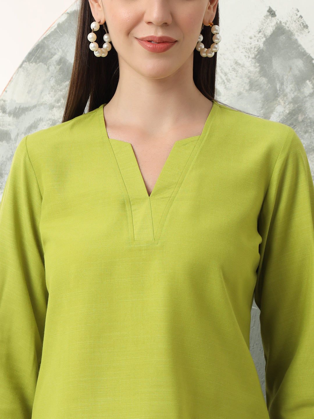 self designed v neck regular sleeve top for women 2