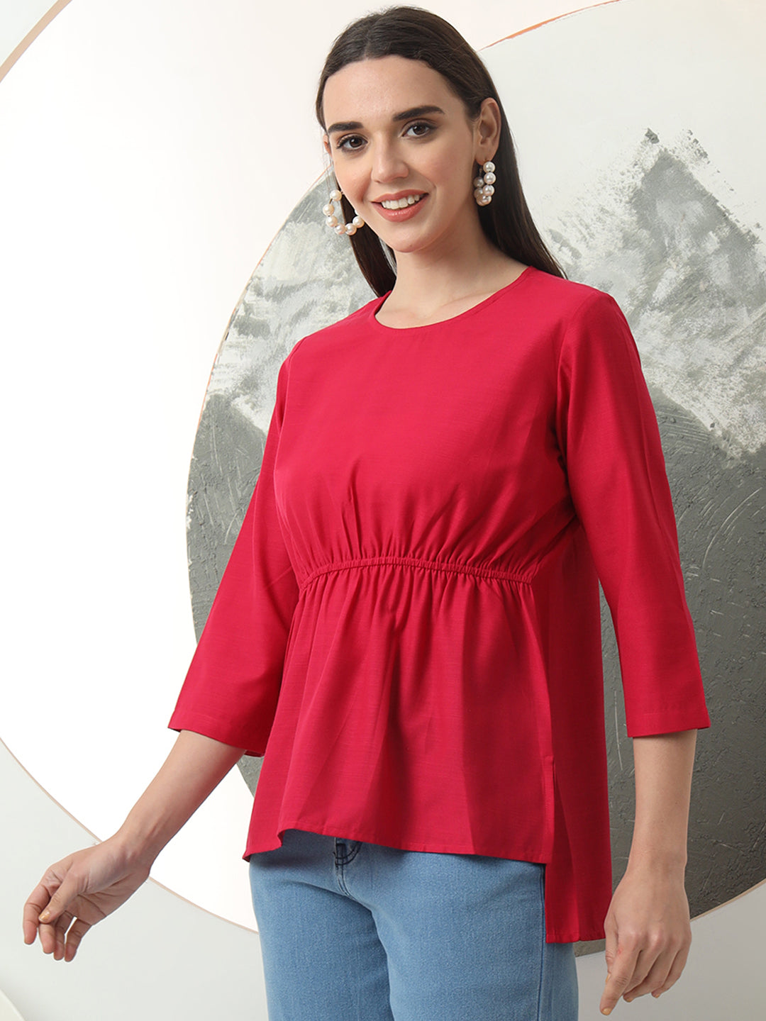 womens cool stylish round neck solid plain top