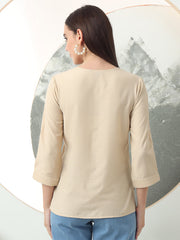 self designed v neck regular sleeve top for women 2