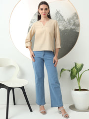 self designed v neck regular sleeve top for women 2