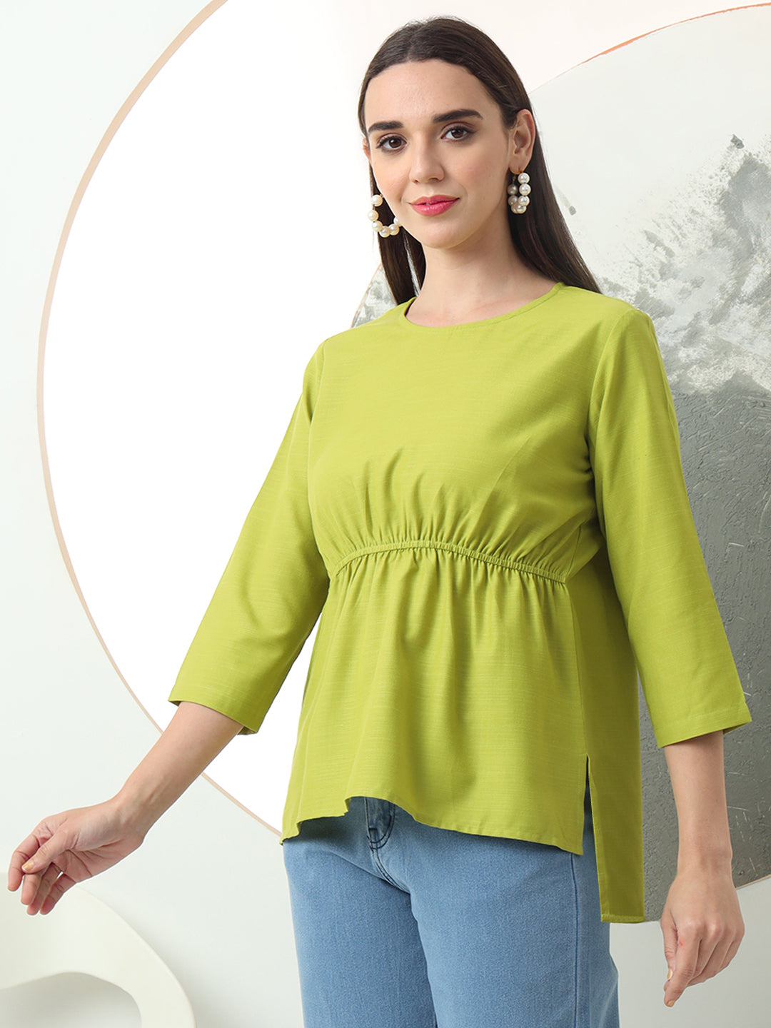 womens cool stylish round neck solid plain top