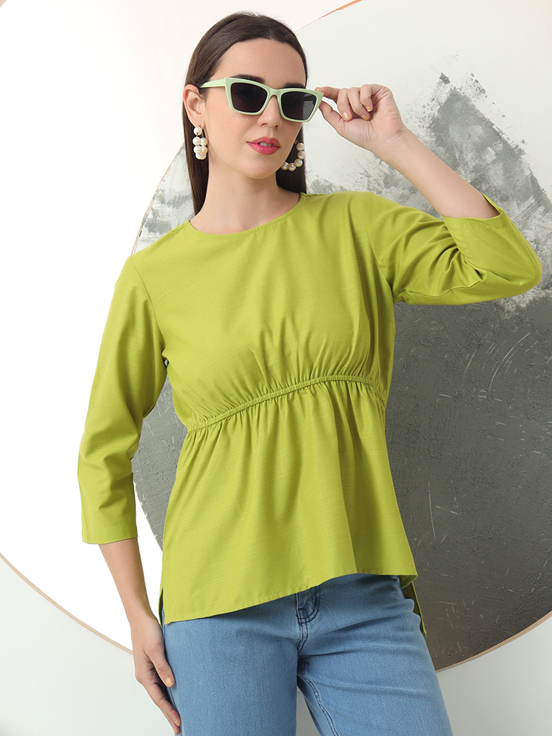 womens cool stylish round neck solid plain top