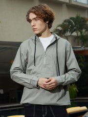 Mens Coin Grey Half Zip Utility Jacket