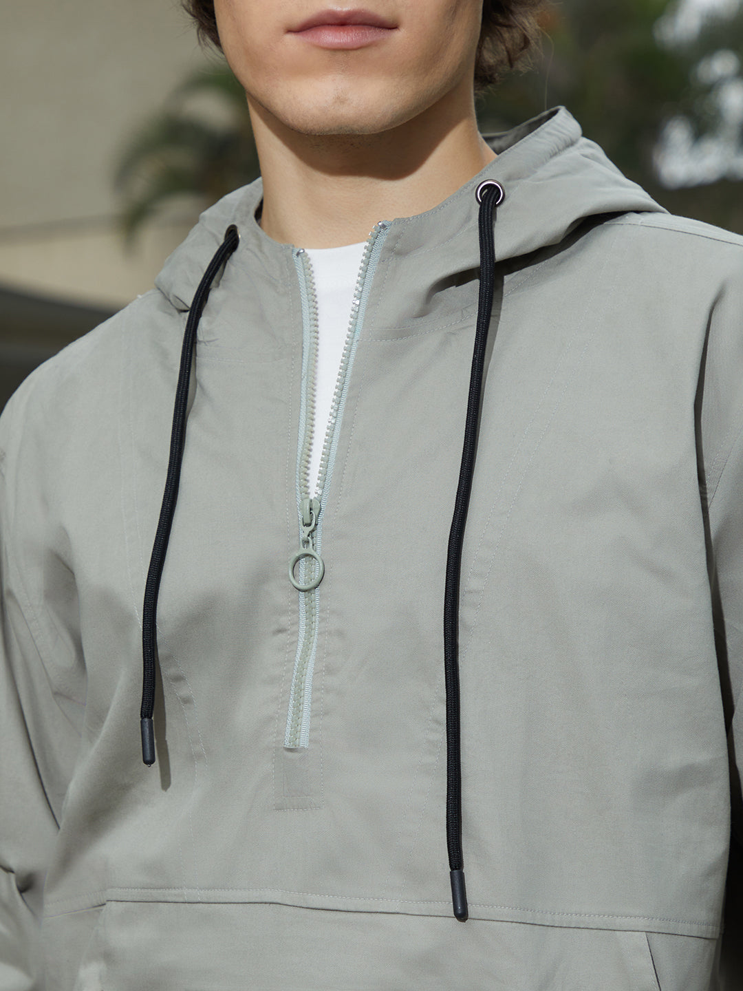 Mens Coin Grey Half Zip Utility Jacket