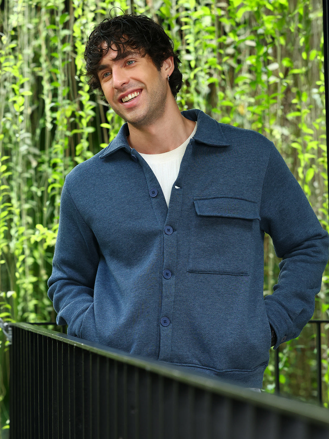 Mens Aegean Blue Utility Knit Jacket