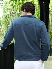 Mens Aegean Blue Utility Knit Jacket