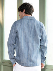 Mens Indigo Blue Relaxed Jacquard Denim Jacket