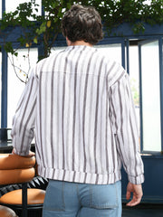Striped-Dobby Bomber Jacket