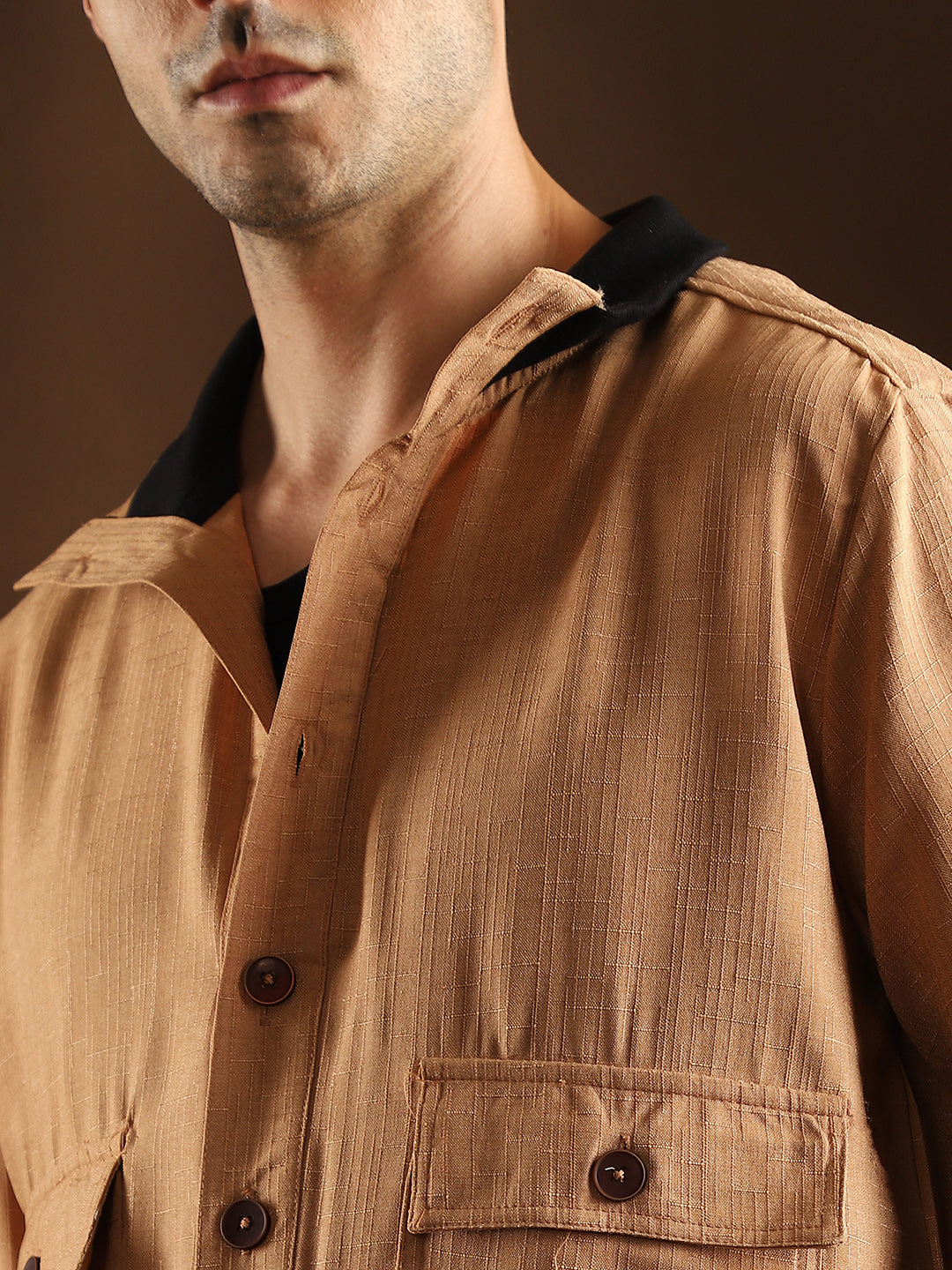 Mens Khaki Beige Tactile Utility Bomber Jacket