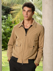 Zip-Front Geometric-Jacquard Jacket