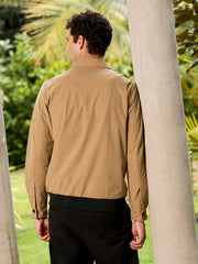 Zip-Front Geometric-Jacquard Jacket