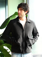 Zip-Front Geometric-Jacquard Jacket