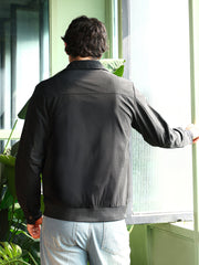 Zip-Front Geometric-Jacquard Jacket