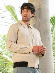 Zip-Front Geometric-Jacquard Jacket