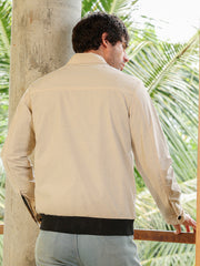 Zip-Front Geometric-Jacquard Jacket