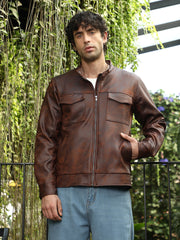 Mens Teddy Brown Dye Utility Twill Rider Jacket