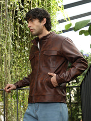 Mens Teddy Brown Dye Utility Twill Rider Jacket