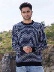 كنزة صوفية محبوكة بنسيج متباين