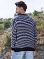 كنزة صوفية محبوكة بنسيج متباين