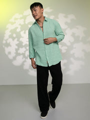 Box-Textured Oversized Shirt