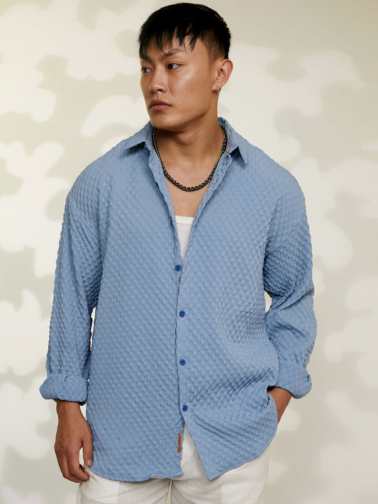 Cubic-Textured Oversized Shirt