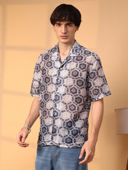 Hexagon Knit Oversized Shirt