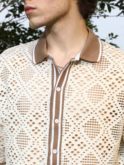Geometric-Knit Oversized Shirt