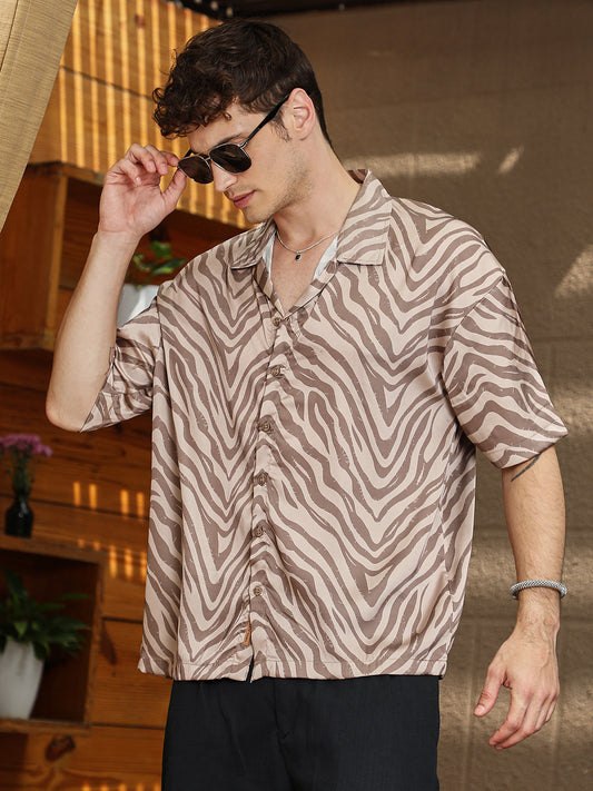 Zebra Satin Oversized Shirt