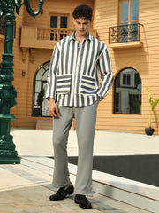 Candy-Striped Utility Oversized Shirt