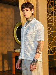 Swirl Open-Knit Resort Shirt