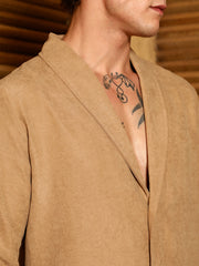 Solid Shawl Collar Oversized Shirt