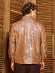 Campus Sutra - Metallic Shawl Collar Oversized Shirt