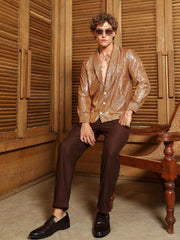 Metallic Shawl Collar Oversized Shirt