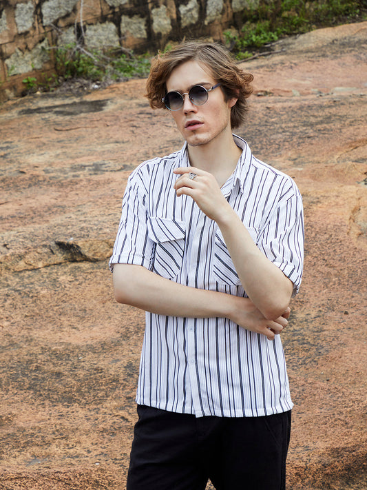 Halo-Striped Utility Shacket