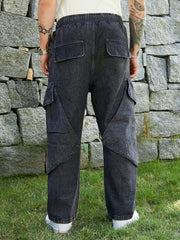 Dark-Wash Modular-Utility Denim Jeans