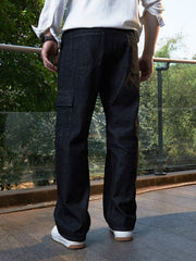 Dark-Wash Cargo Denim Jeans