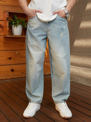 Light-Wash Baggy Denim Jeans