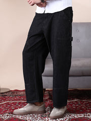 Patched Straight Denim Jeans