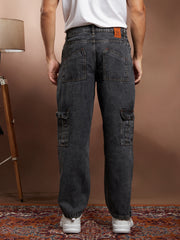 Acid-Wash Utility Denim Jeans