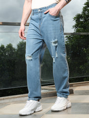 Distressed Light Blue Denim Jeans
