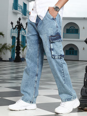 Light-Distressed Utility Denim Jeans