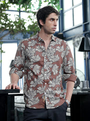 Contrast-Sunflower Imprint Shirt