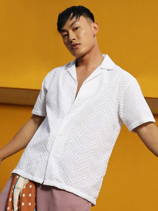 Embroidered Zig-Zag Shirt