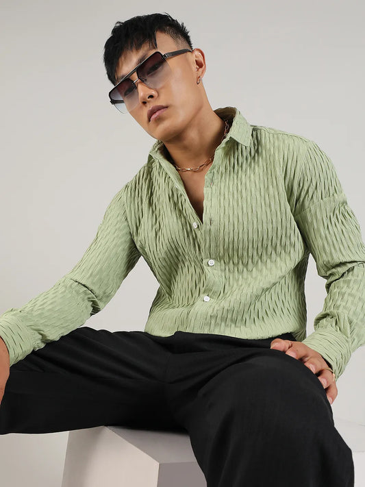 Crinkled-Weave Shirt